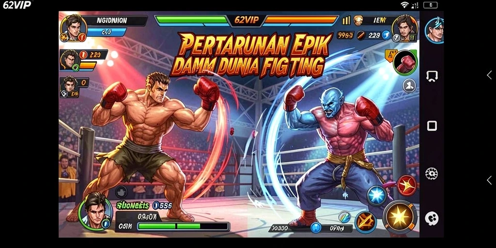 Gameplay intens dari 62VIP dengan pertarungan seru.