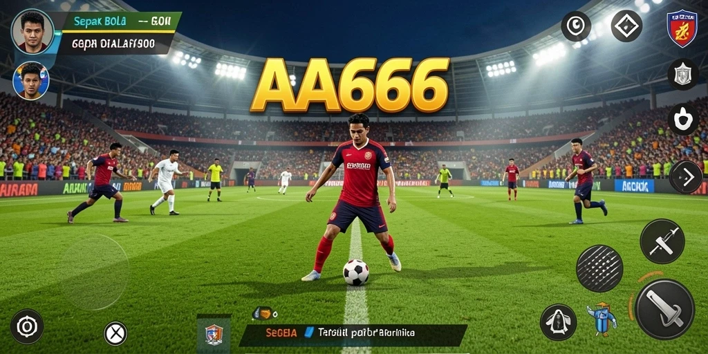 Tampak luar gameplay mendebarkan dari AA666 dengan aksi sepak bola yang seru.