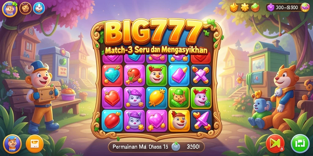 Screenshot menampilkan efek visual menarik dari gameplay Match-3.