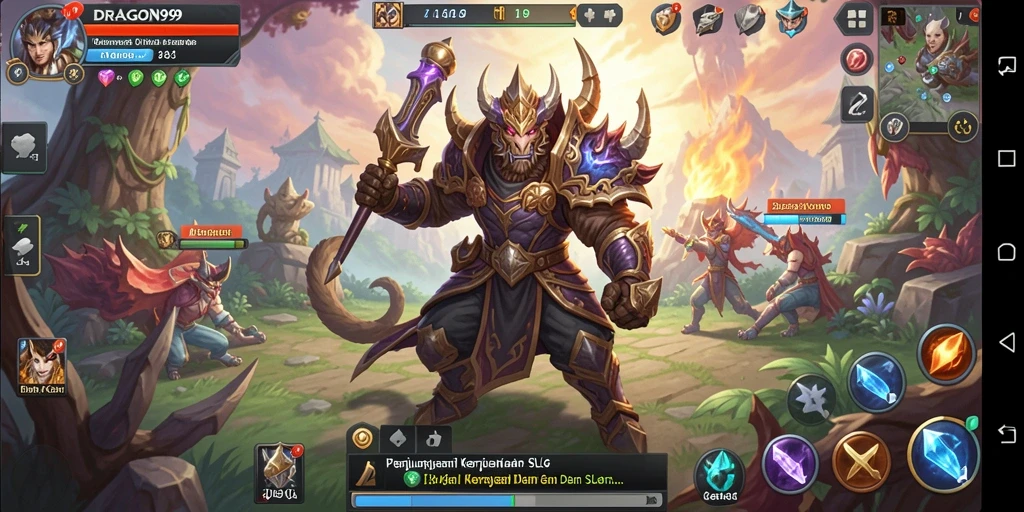 Screenshot gameplay menunjukkan pertempuran strategi yang intens dan mendebarkan.