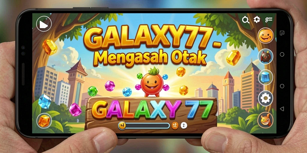 Screenshot GALAXY77 menampilkan gameplay puzzle yang menarik.