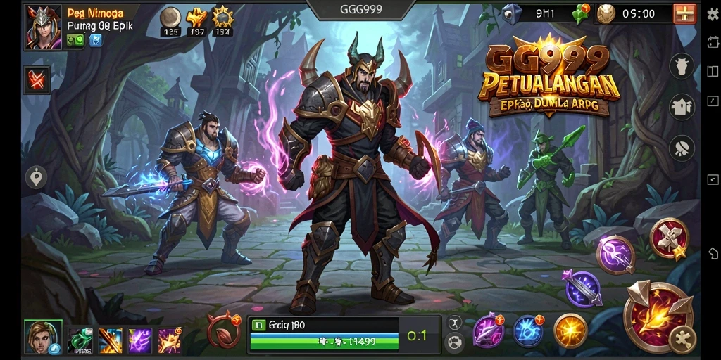 Screenshot gameplay menampilkan pertarungan seru dalam dunia ARPG GG999.