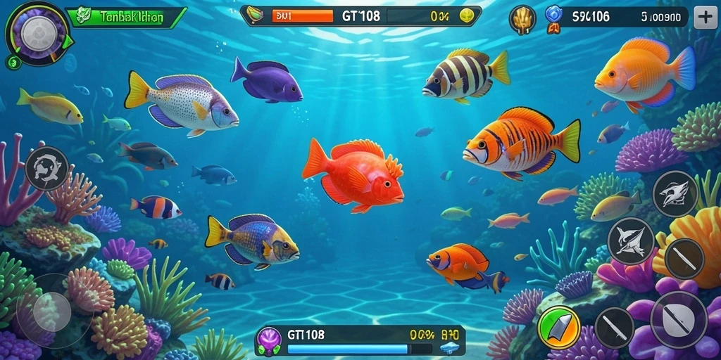 Tampilan gameplay yang seru dan menarik dari GT108 Tembak Ikan.