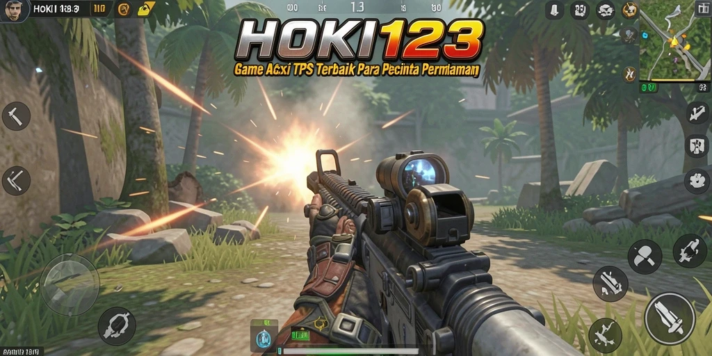 Tangkapan layar gameplay HOKI123 menampilkan aksi tembak-menembak yang intens.