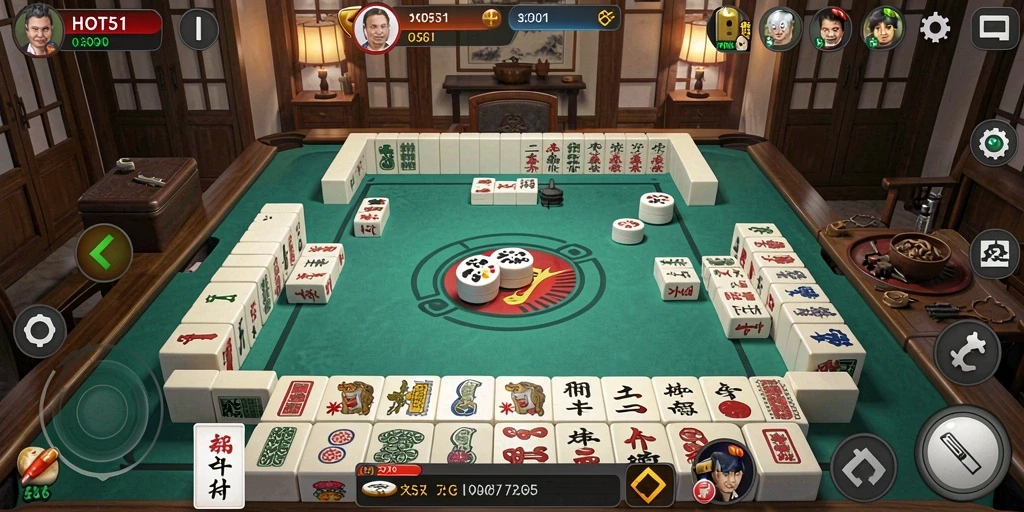 Tampilan utama screenshot HOT51 yang menampilkan gameplay Mahjong yang seru.