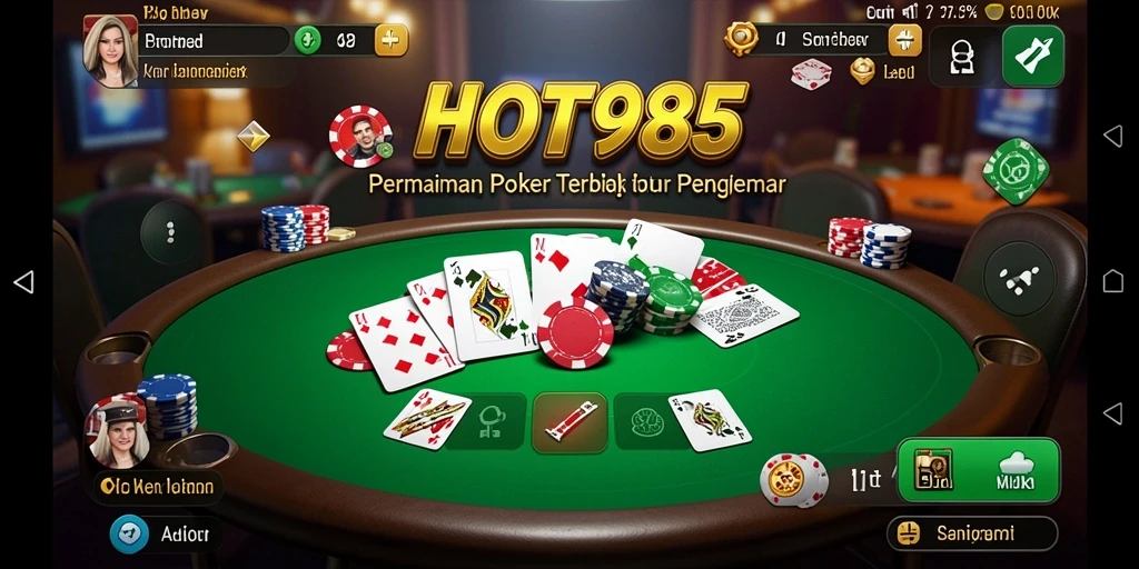 Screenshot HOT985 menampilkan gameplay Poker yang seru dan interaktif.