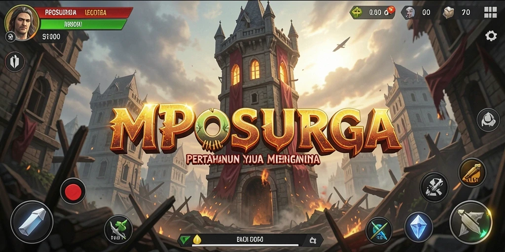 Tampilan gameplay MPOSURGA dengan strategi Tower Defense.