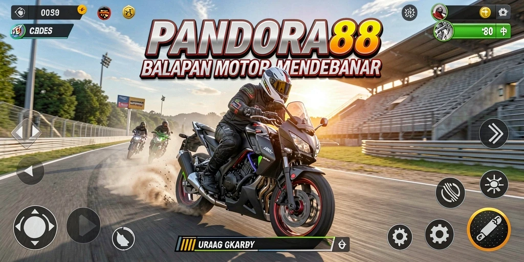 Screenshot PANDORA88 menampilkan aksi balapan motor yang mendebarkan dan grafis realistis.