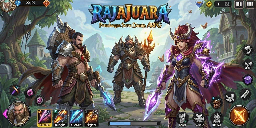 Gameplay seru di RAJAJUARA dengan pertarungan dinamis.