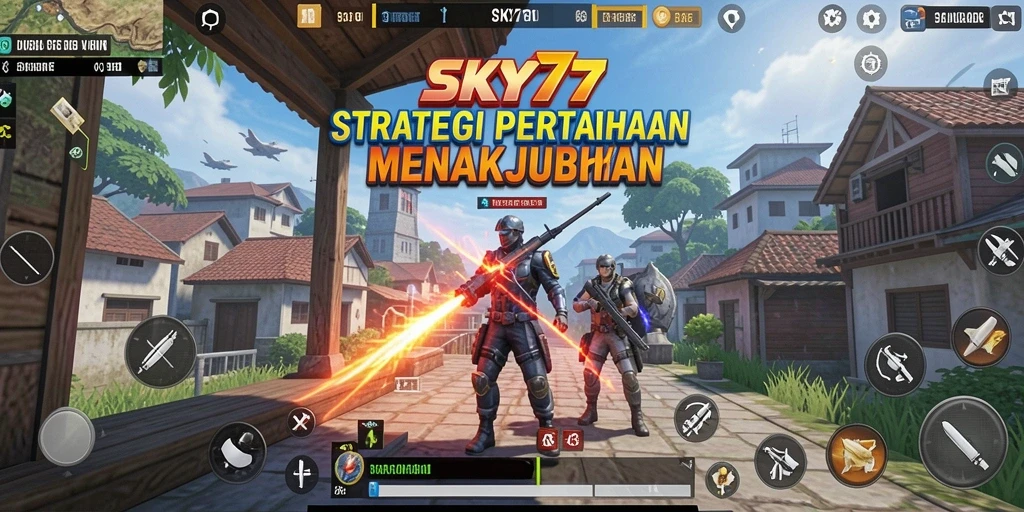 Tangkapan layar gameplay SKY77 menampilkan pertahanan yang kuat melawan serangan musuh.