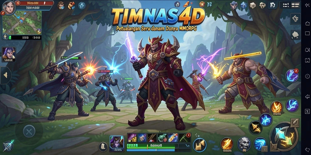 Tangkapan layar utama permainan TIMNAS4D menampilkan aksi RPG yang seru dan kolaboratif.