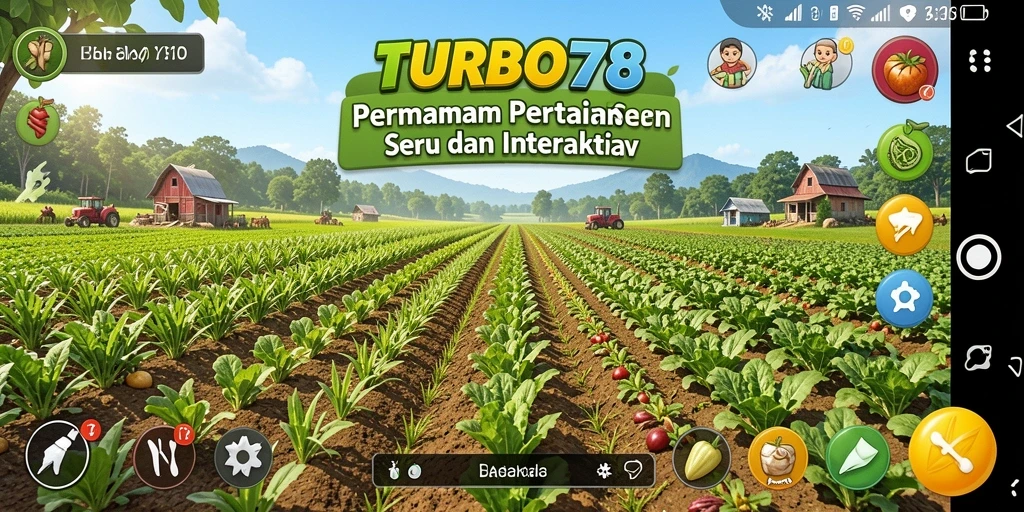 Gameplay TURBO78 menunjukkan pengalaman bertani yang menyenangkan dan interaktif.