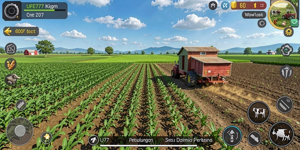 Screenshot menunjukkan gameplay seru dalam mengelola kebun tanaman.